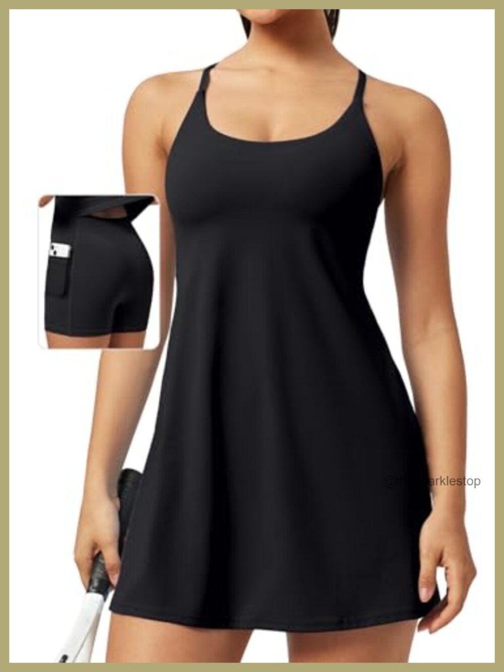 Athletic Tennis Dress with Shorts Underneath Adjustable Straps Active Workout